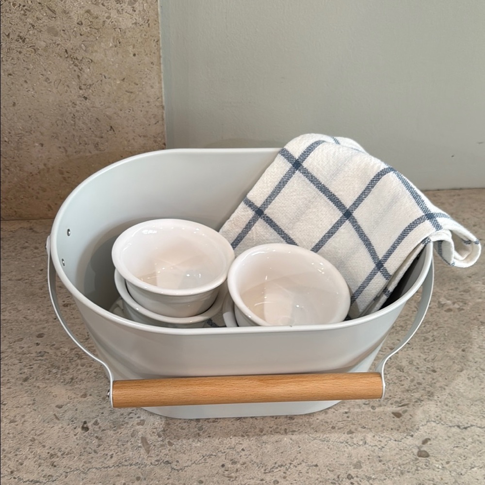 Fiestaware Bowls, White Kitchen/Bath Caddy Gift Set